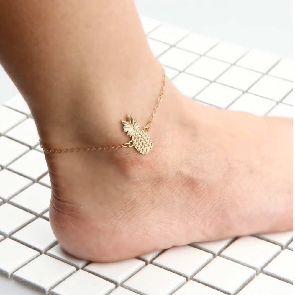 🎉 New Pineapple Gold Plated Adjustable Anklet Ankle Bracelet